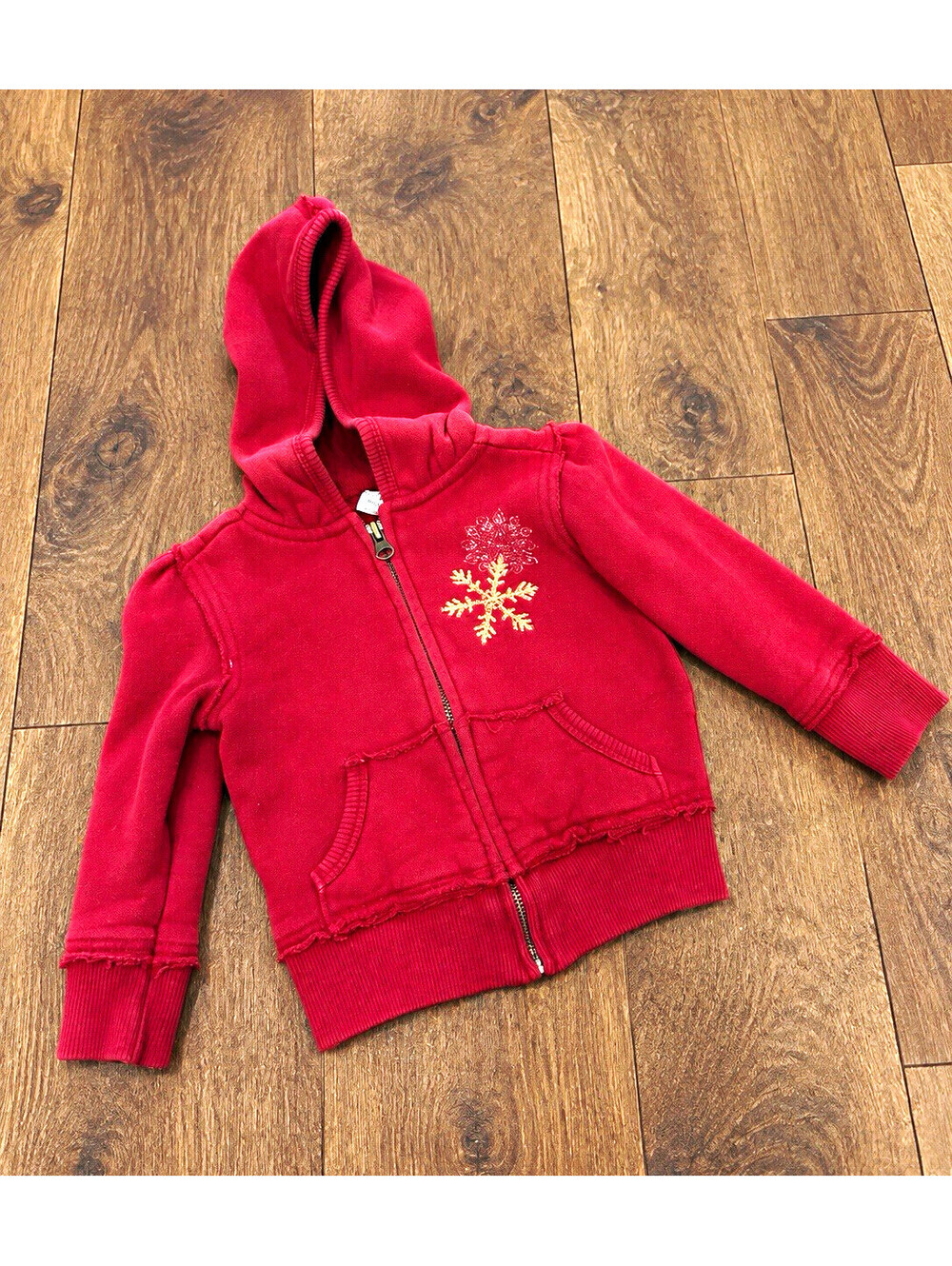 Old Navy Toddler Jacket Full Zip Hooded Red Fleece Christmas Size 18-24M